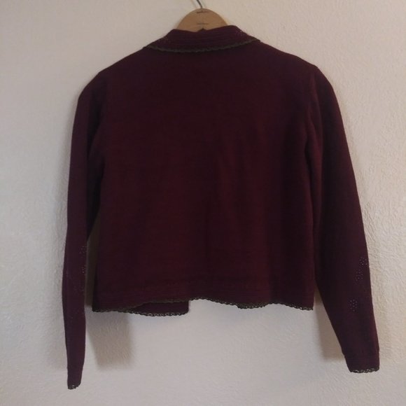Main Line by Eagles Eye Maroon Holiday Cardigan Sweater Women's Small - Picture 4 of 6